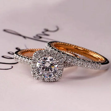 2025 Hot Sale Wedding Bridal 2PCS/Sets Rings for Women Rose Gold Color Inner Romantic Engagement Proposal   Girlfriend