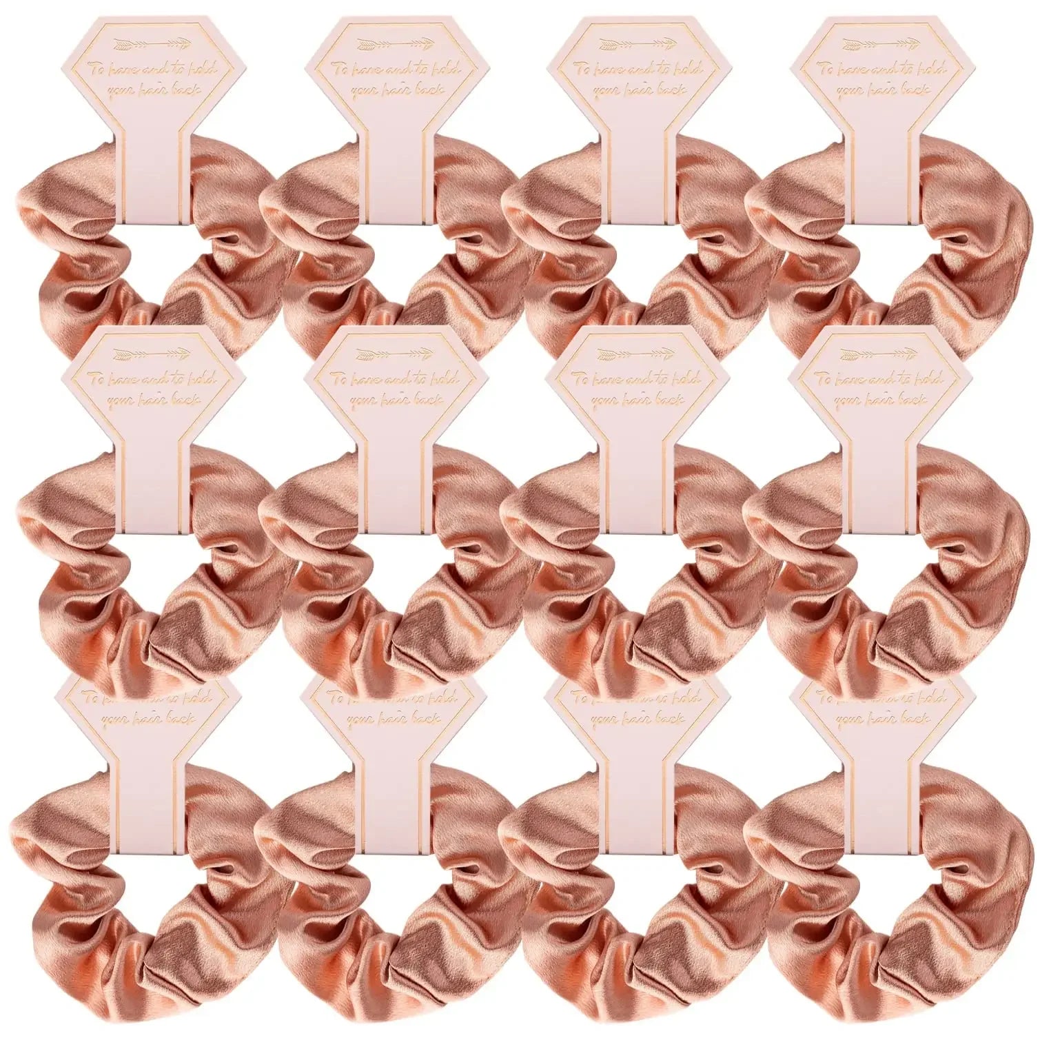 Elegant Bridal Hair Accessories Set - Rose Gold Smooth Linen Satin Bridesmaid Scrunchies and Headbands for Weddings and Parties