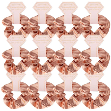 Elegant Bridal Hair Accessories Set - Rose Gold Smooth Linen Satin Bridesmaid Scrunchies and Headbands for Weddings and Parties